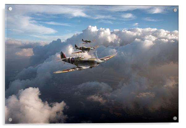Spitfires among clouds Acrylic by Gary Eason