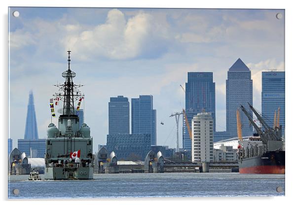 Canadian Warship Visits London Acrylic by Rob  Powell