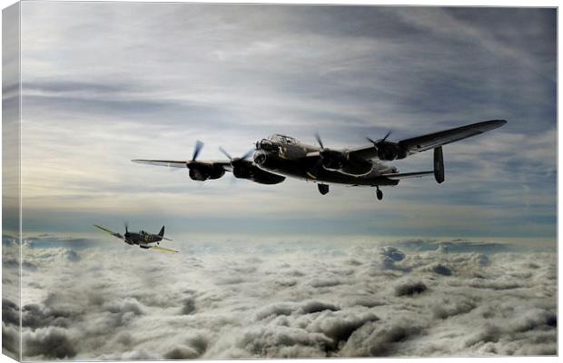 Lancaster and Spitfire Duo Canvas Print by J Biggadike