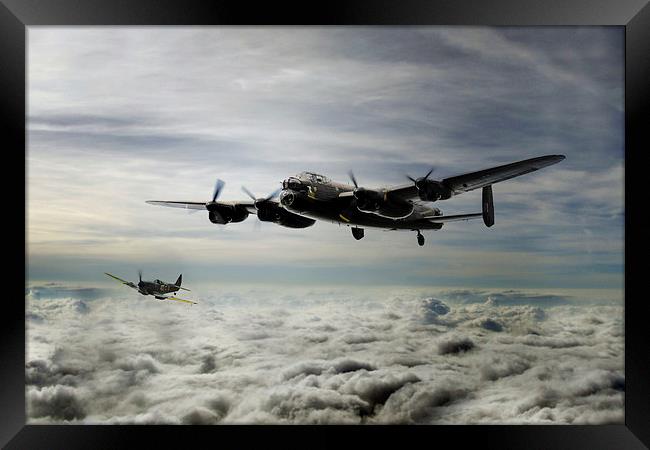 Lancaster and Spitfire Duo Framed Print by J Biggadike