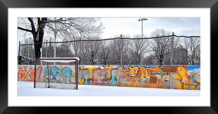Ice rink graffiti Framed Mounted Print by Michael Wood