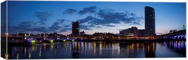 Belfast waterfront at blue hour Canvas Print by Vivienne Beck