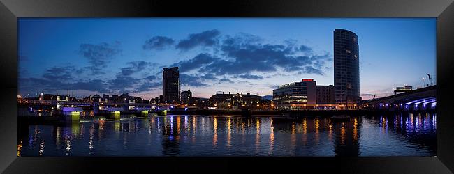Belfast waterfront at blue hour Framed Print by Vivienne Beck