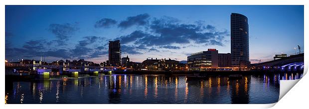 Belfast waterfront at blue hour Print by Vivienne Beck
