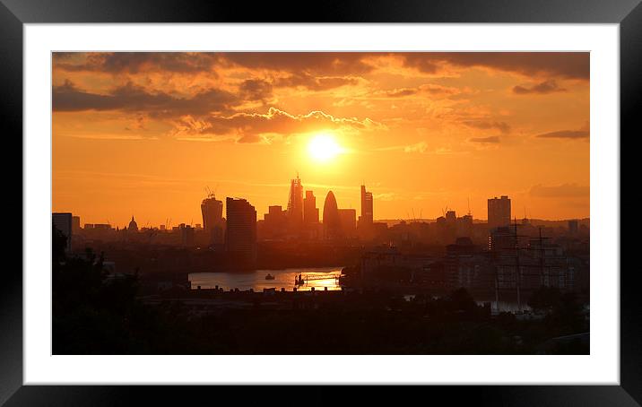 Sunset over City of London Framed Mounted Print by Rob  Powell