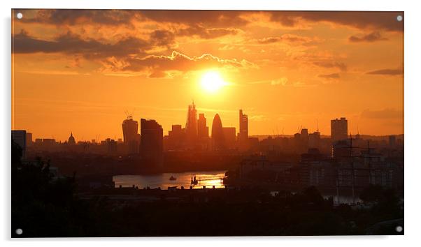 Sunset over City of London Acrylic by Rob  Powell