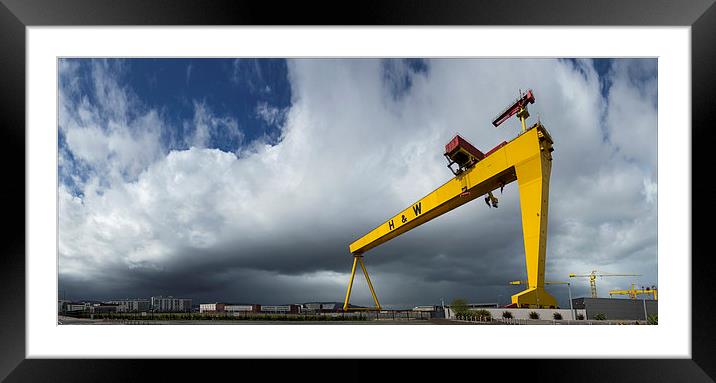 Belfast thunderstorm at the cranes Framed Mounted Print by Vivienne Beck