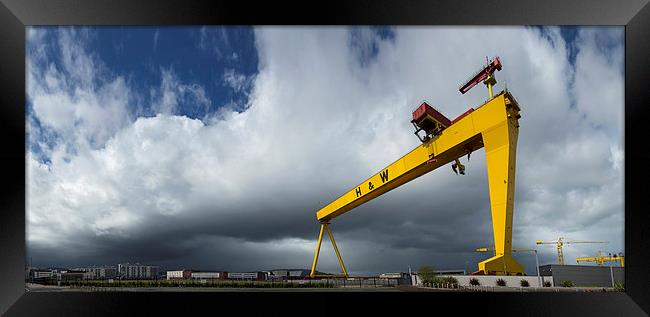 Belfast thunderstorm at the cranes Framed Print by Vivienne Beck