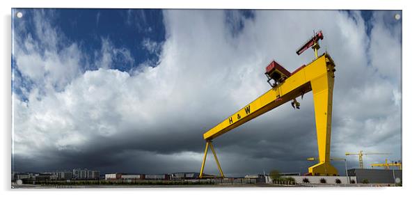 Belfast thunderstorm at the cranes Acrylic by Vivienne Beck
