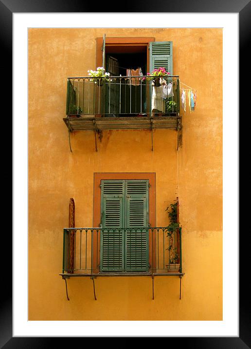 Vieux Nice balcony Framed Mounted Print by joseph finlow canvas and prints