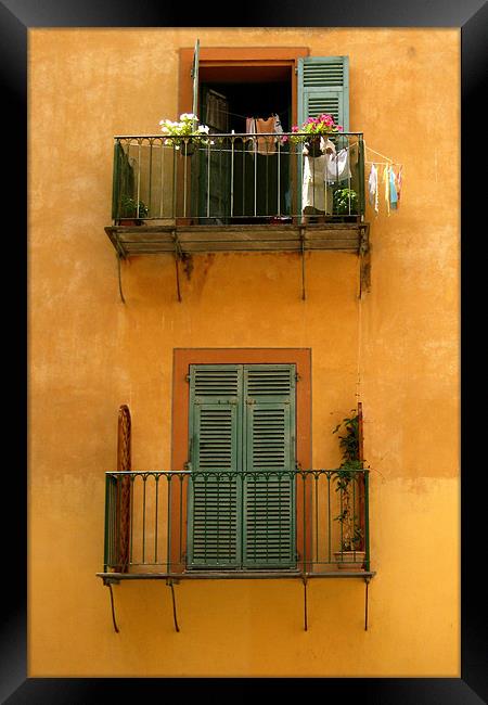 Vieux Nice balcony Framed Print by joseph finlow canvas and prints