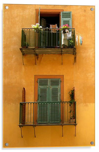Vieux Nice balcony Acrylic by joseph finlow canvas and prints