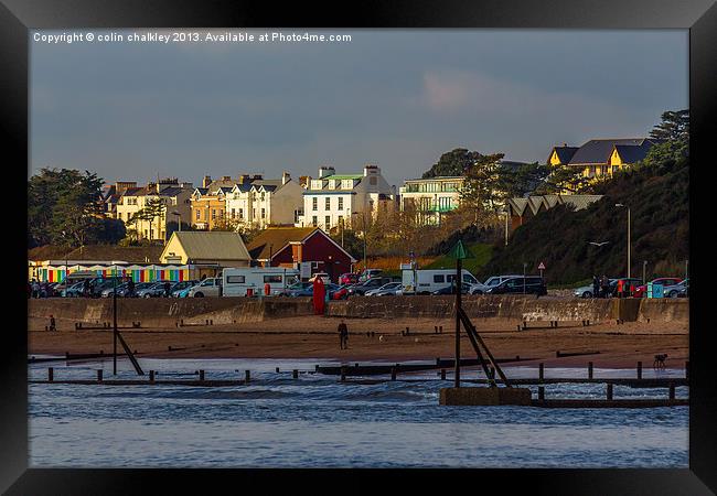 An English Beach Scene at Twilight Framed Print by colin chalkley