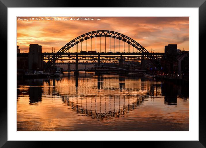 Sunset On the Tyne Framed Mounted Print by Ray Pritchard