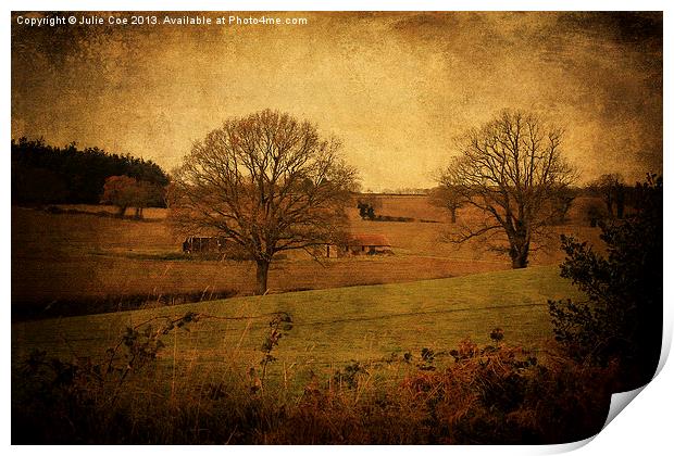 Trees, Fields and Barns Print by Julie Coe