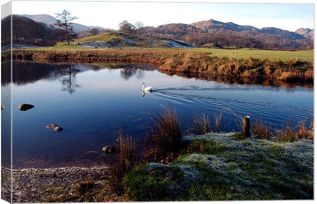 The River and mountains of Cumbria Canvas Print by JEAN FITZHUGH
