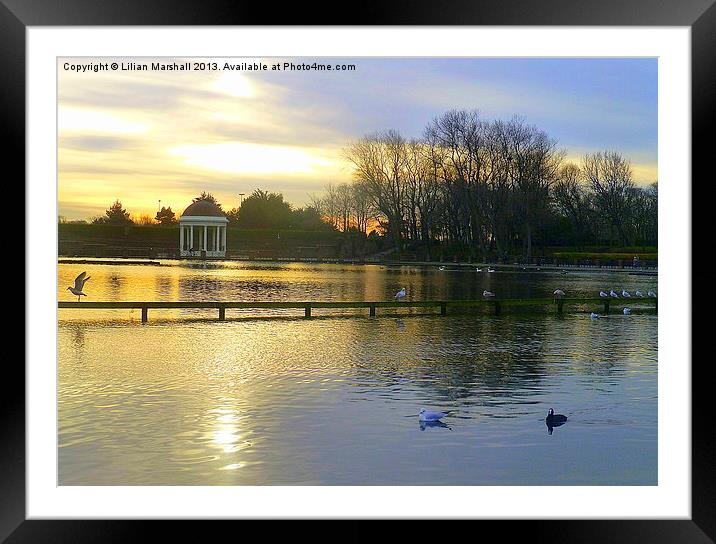 Sunset over the Bandstand. Framed Mounted Print by Lilian Marshall