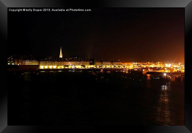 Saint Malo At Night Framed Print by kelly Draper