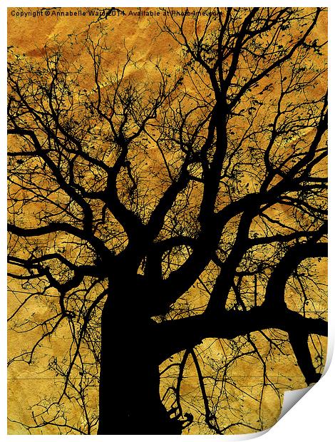 Oak tree in yellow. Print by Annabelle Ward