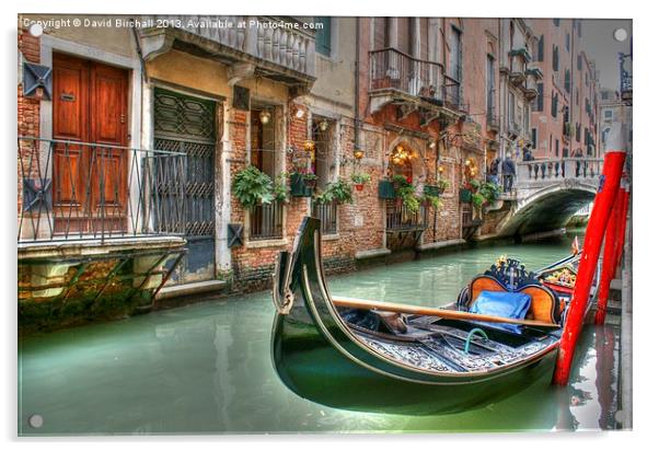 Classic Gondola, Venice Acrylic by David Birchall
