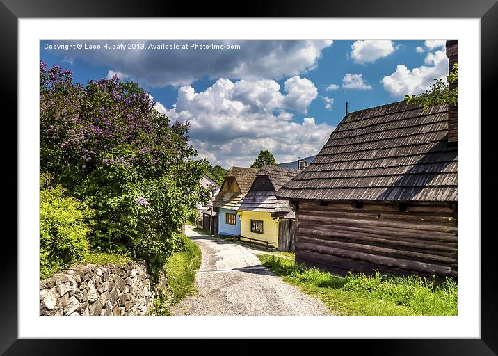 Street in the Vlkolinec village,Slovakia Framed Mounted Print by Laco Hubaty