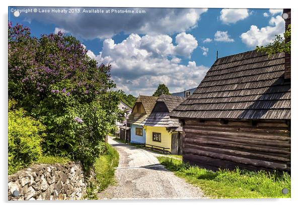 Street in the Vlkolinec village,Slovakia Acrylic by Laco Hubaty