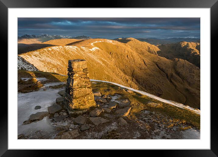 Old Man Of Coniston Summit Sunrise Framed Mounted Print by James Grant