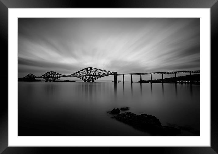 Forth Bridge Black & White Framed Mounted Print by Andy Redhead