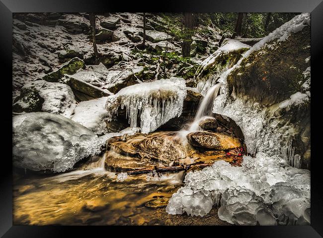 Flowing Through The Freeze Framed Print by Lou Divers