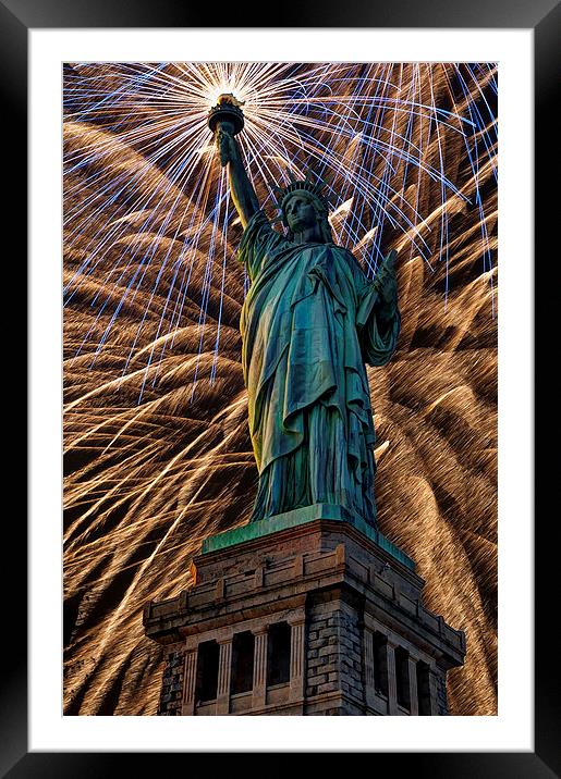 Liberty Fireworks Framed Mounted Print by Steve Purnell