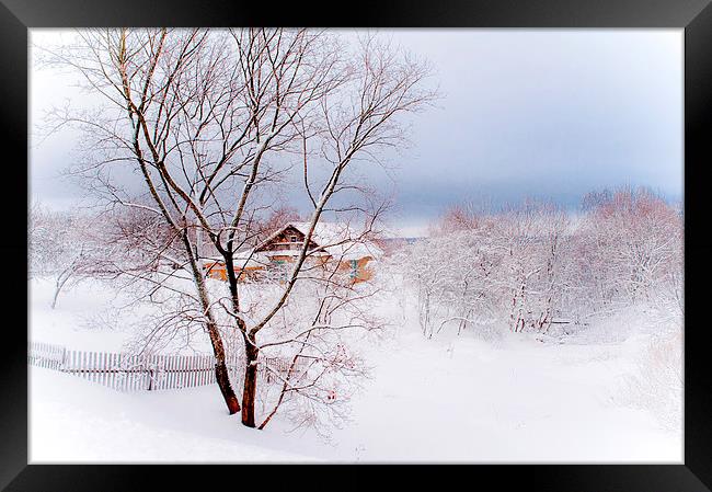 Winter Wonderland. Village under the Snow. Russia Framed Print by Jenny Rainbow