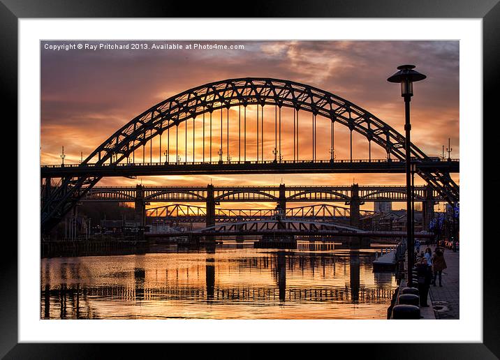Sunset on the Tyne Framed Mounted Print by Ray Pritchard