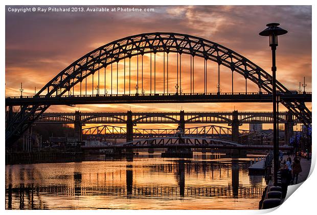 Sunset on the Tyne Print by Ray Pritchard