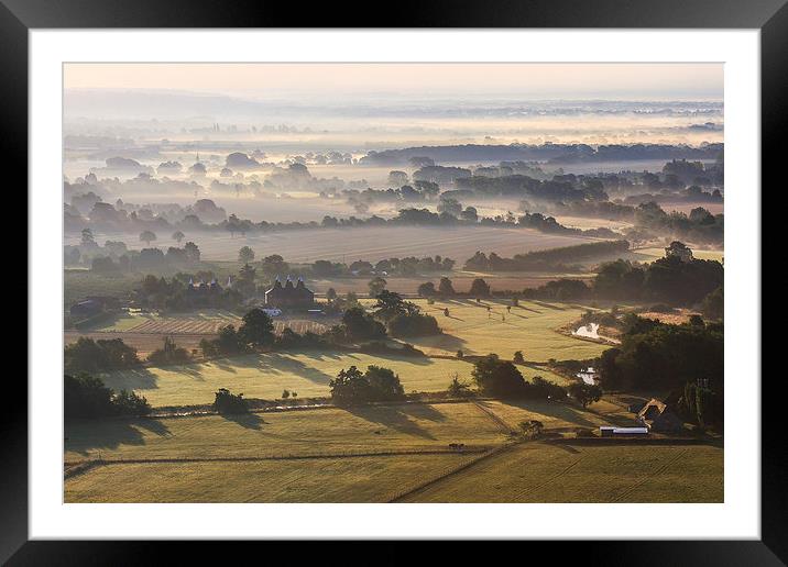 Kent Countryside Misty Sunrise Framed Mounted Print by Diane Griffiths