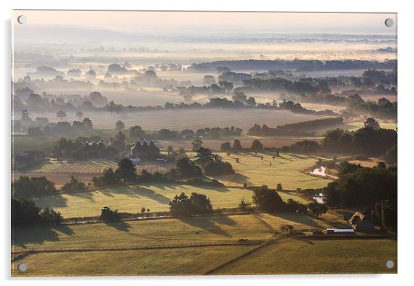Kent Countryside Misty Sunrise Acrylic by Diane Griffiths