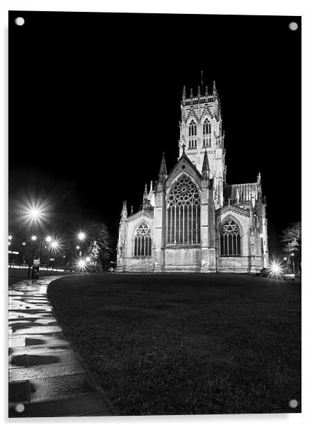 Doncaster Minster B/W Acrylic by John Biggadike