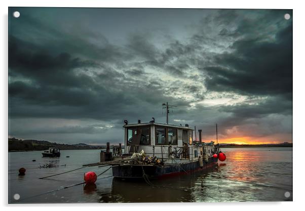 Sunrise on the River Taw Acrylic by Dave Wilkinson North Devon Ph