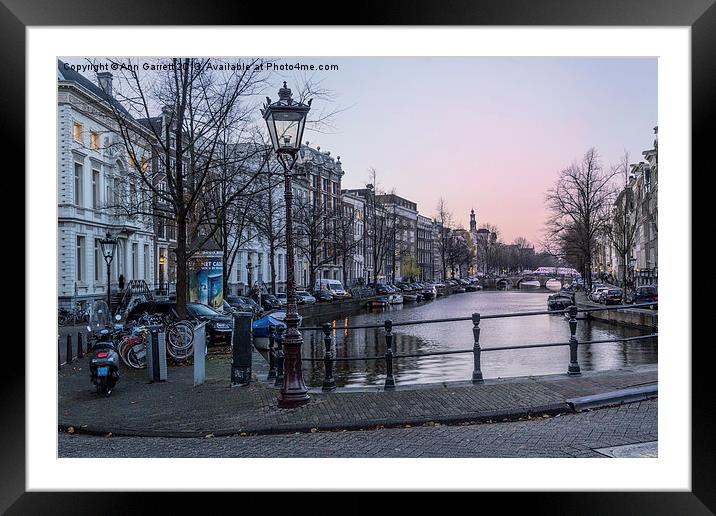 Amsterdam Sunset Framed Mounted Print by Ann Garrett