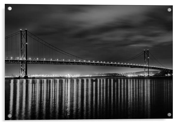Forth Road Bridge - Black and White Acrylic by Andy Redhead