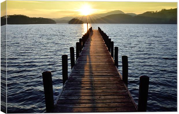 Sunset Jetty Coniston Canvas Print by Gary Kenyon