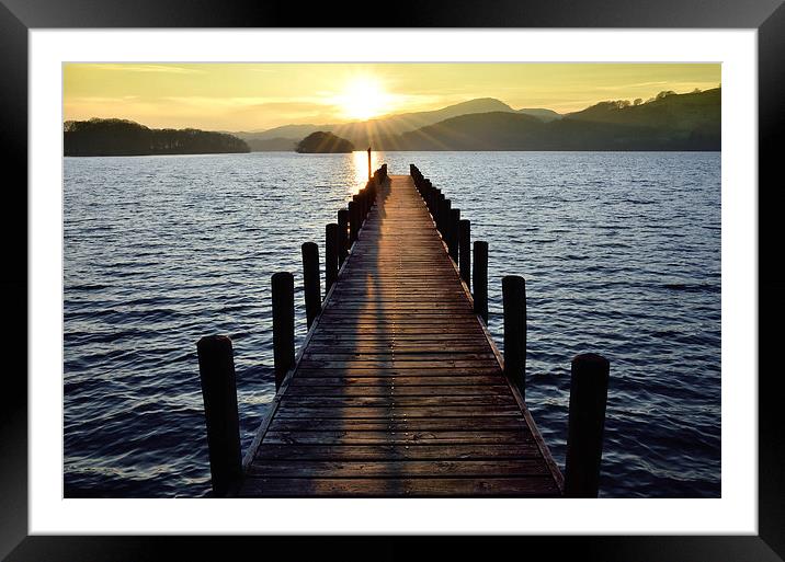 Sunset Jetty Coniston Framed Mounted Print by Gary Kenyon