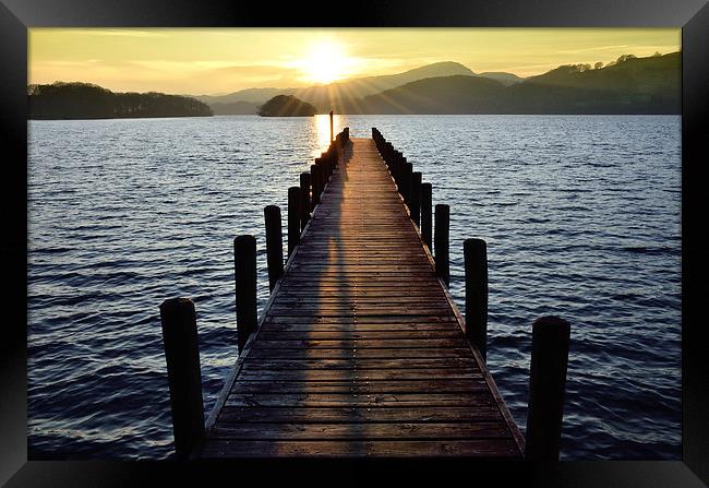Sunset Jetty Coniston Framed Print by Gary Kenyon