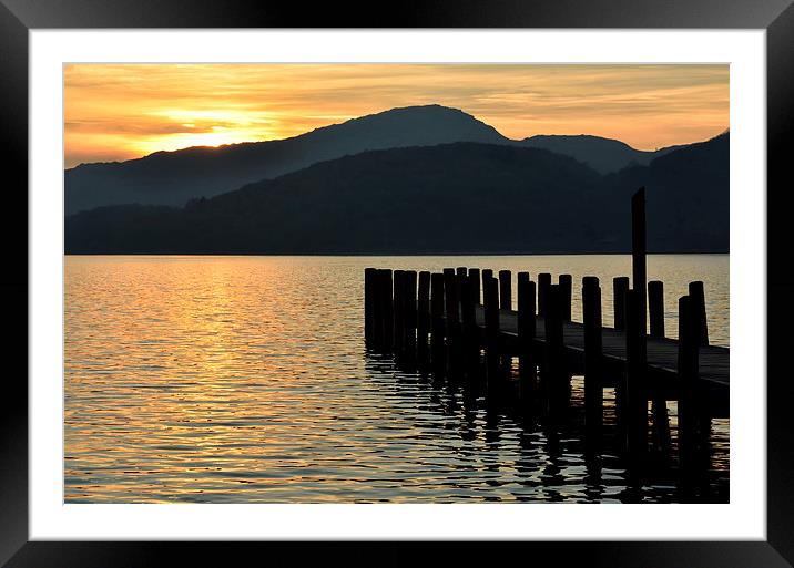 The sun goes down at Coniston Framed Mounted Print by Gary Kenyon