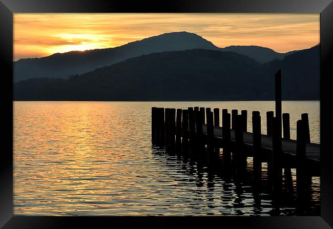The sun goes down at Coniston Framed Print by Gary Kenyon