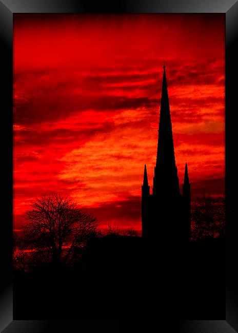 Norwich Cathedral Sunset Framed Print by Darren Burroughs