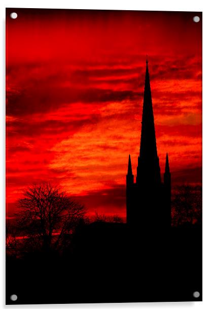 Norwich Cathedral Sunset Acrylic by Darren Burroughs