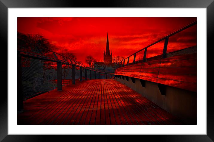 Norwich Cathedral From The Jarrold Bridge Framed Mounted Print by Darren Burroughs