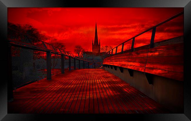 Norwich Cathedral From The Jarrold Bridge Framed Print by Darren Burroughs