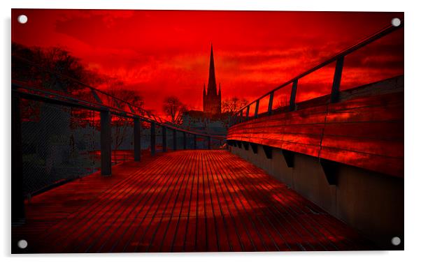 Norwich Cathedral From The Jarrold Bridge Acrylic by Darren Burroughs