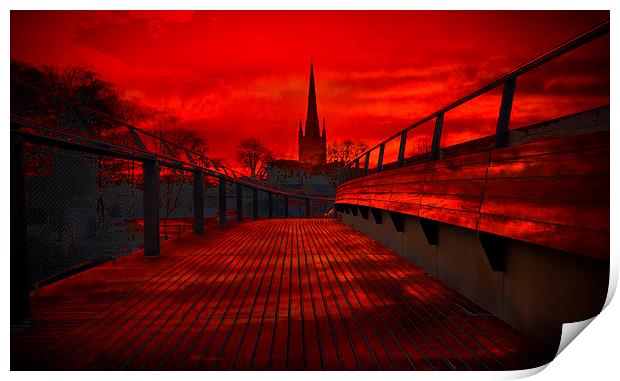 Norwich Cathedral From The Jarrold Bridge Print by Darren Burroughs
